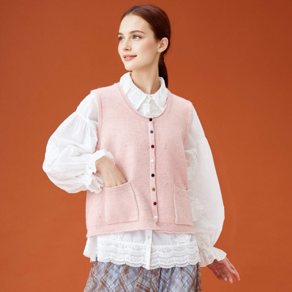 DIMANAF 2026 Autumn Women Sleeveless Vest Sweaters Knitting Buttons Casual Style Loose Sweater