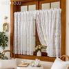 1PC LOZUJOJU French Rococo Style Sheer Curtain Pastoral Style Lace Half Curtain Door Curtain for Living Room Kitchen Cupboard Window Home Decor