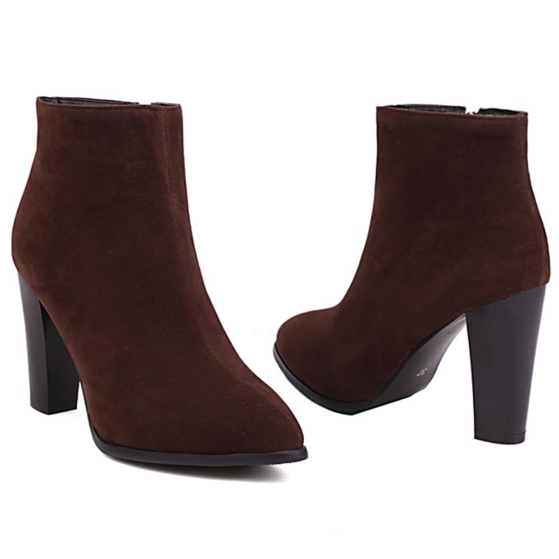 Women's Ankle Boots Autumn Winter High Heels Short Boot For Women Red Black Flock Party Shoes Female Large Size 45 47 Fashion