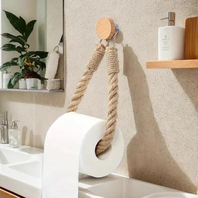 1-10 Stück Jute Seil Taschentuchhalter Holz Handtuchständer Ohne Bohren Papierhandtuch Organizer Badezimmer Ablageregal Badezimmer Organizer Regal