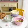 Color-Block Pearl Ceramic Large Soup Bowl with Double Handles