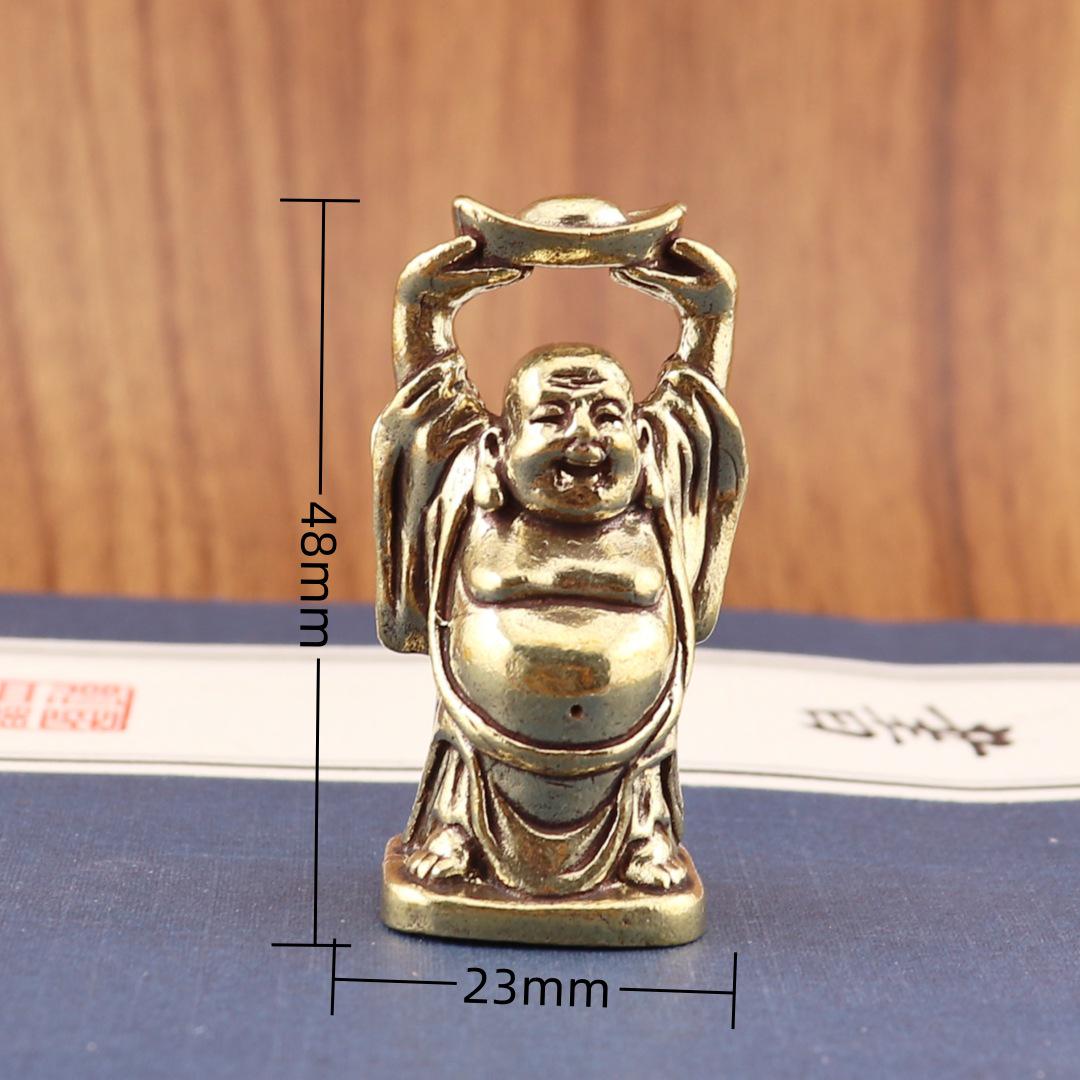

Статуя Будды Майтреи из чистой меди: Настольное украшение из цельной латуни с дизайном Бога богатства с большим животом