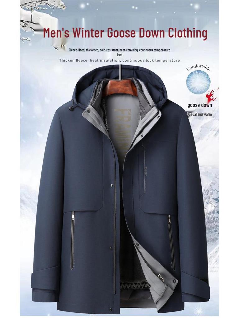 Men's High-End Winter Business Casual Down Jacket with Detachable Goose Down Liner - Middle-aged Dad's Style.