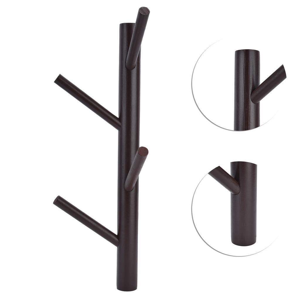 Punch Free Wall Mounted Coat Rack Towel Hanger Tree Branch Shaped Hat Rack for Living Room(Brown 4