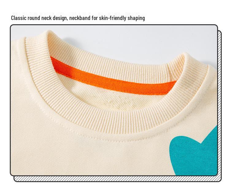 Korean Style Boys Dinosaur Sweatshirt - Round Neck, Loose Fit, Small & Medium Sizes, Stylish Letter Pullover.