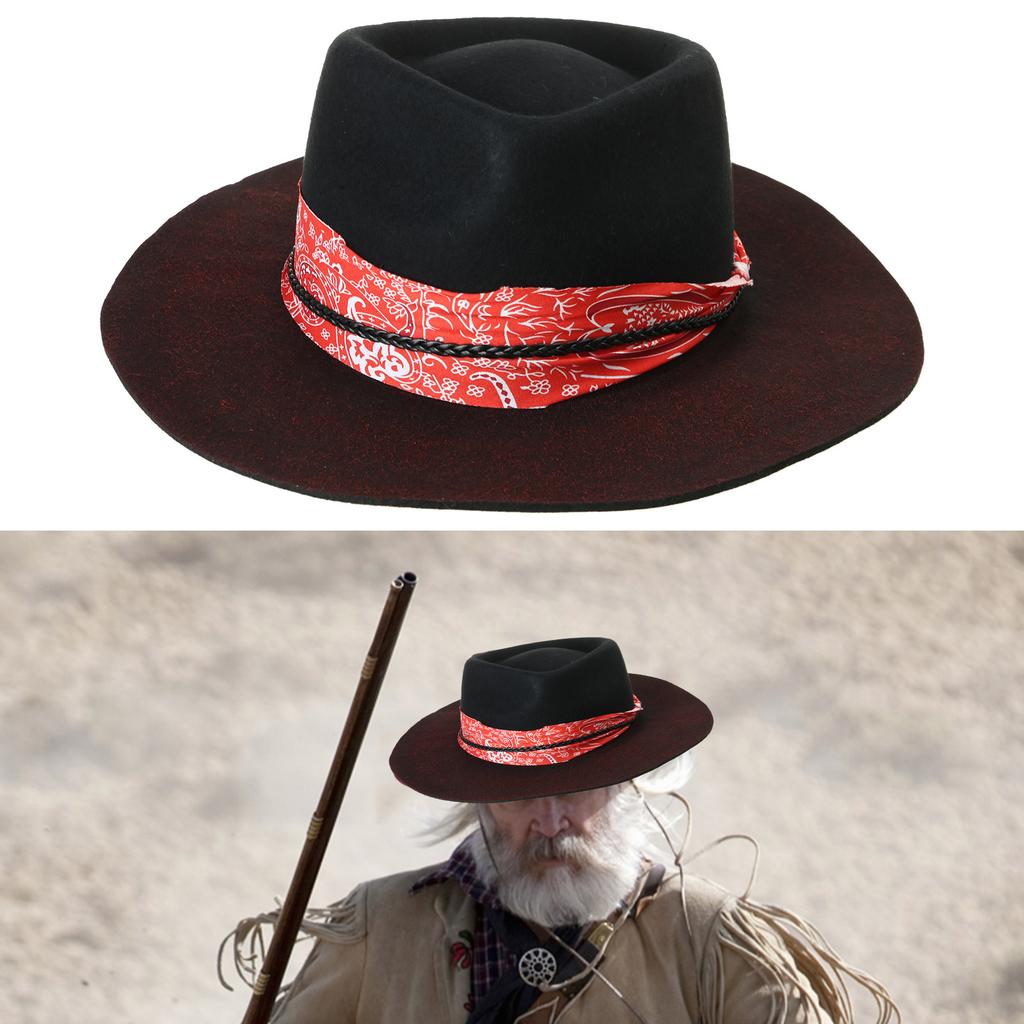 Distress Wool Hat for Musical Festival Adult Winter Autumn Party Hat Unisex Headwear Stage Show Roleplay Party Headpiece