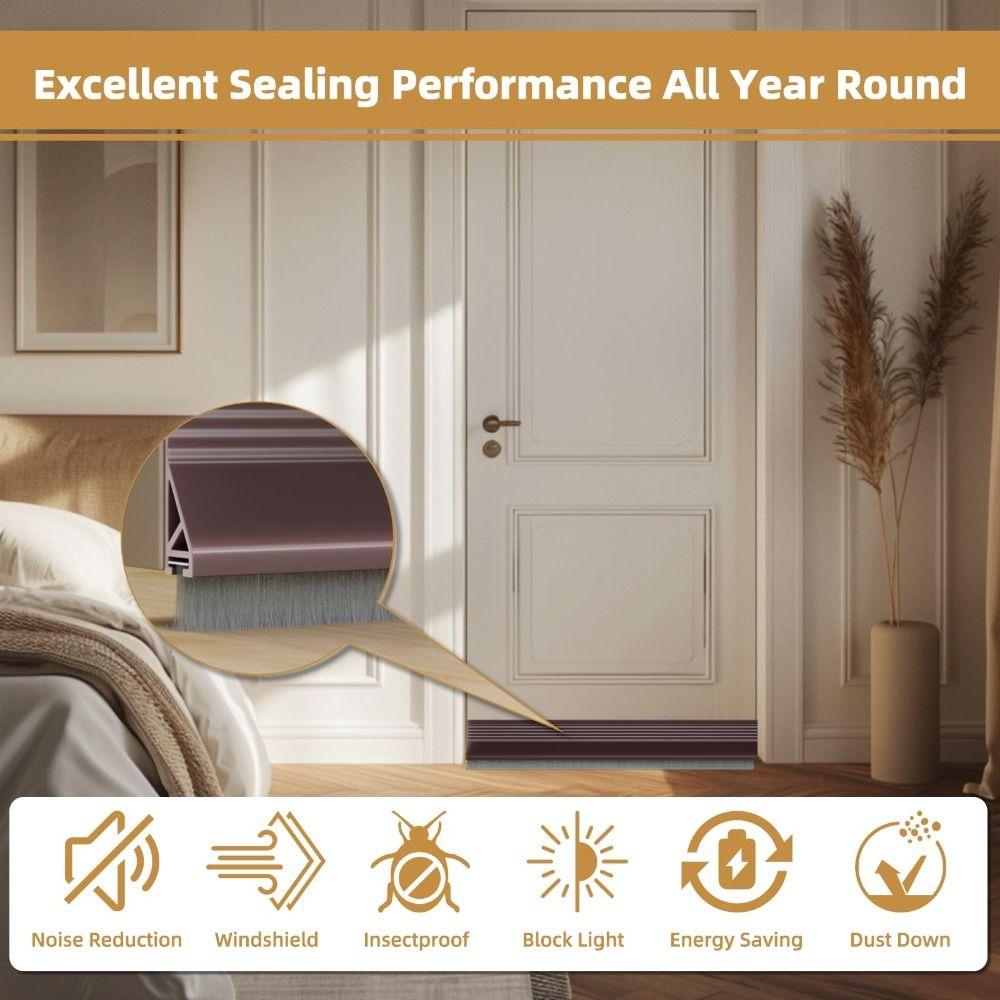 Silicone Material Door Seal Strip 39" Length Door Draft Stopper Weather Stripping  Universal Fit