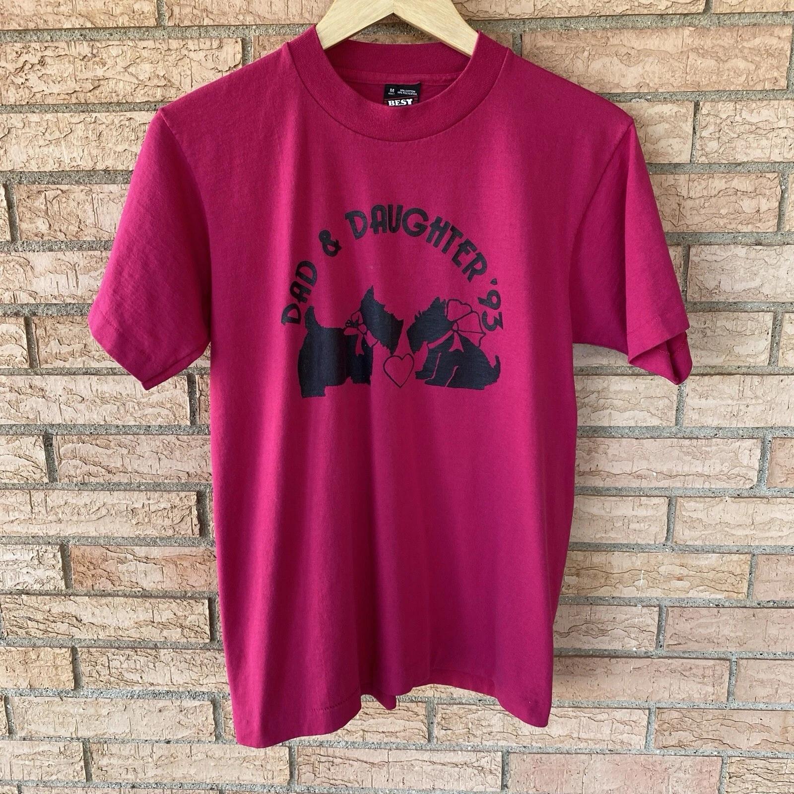 

Dad & Daughter 1993 black terrier dogs 90s single stitch graphic t-shirt size M 3XL
