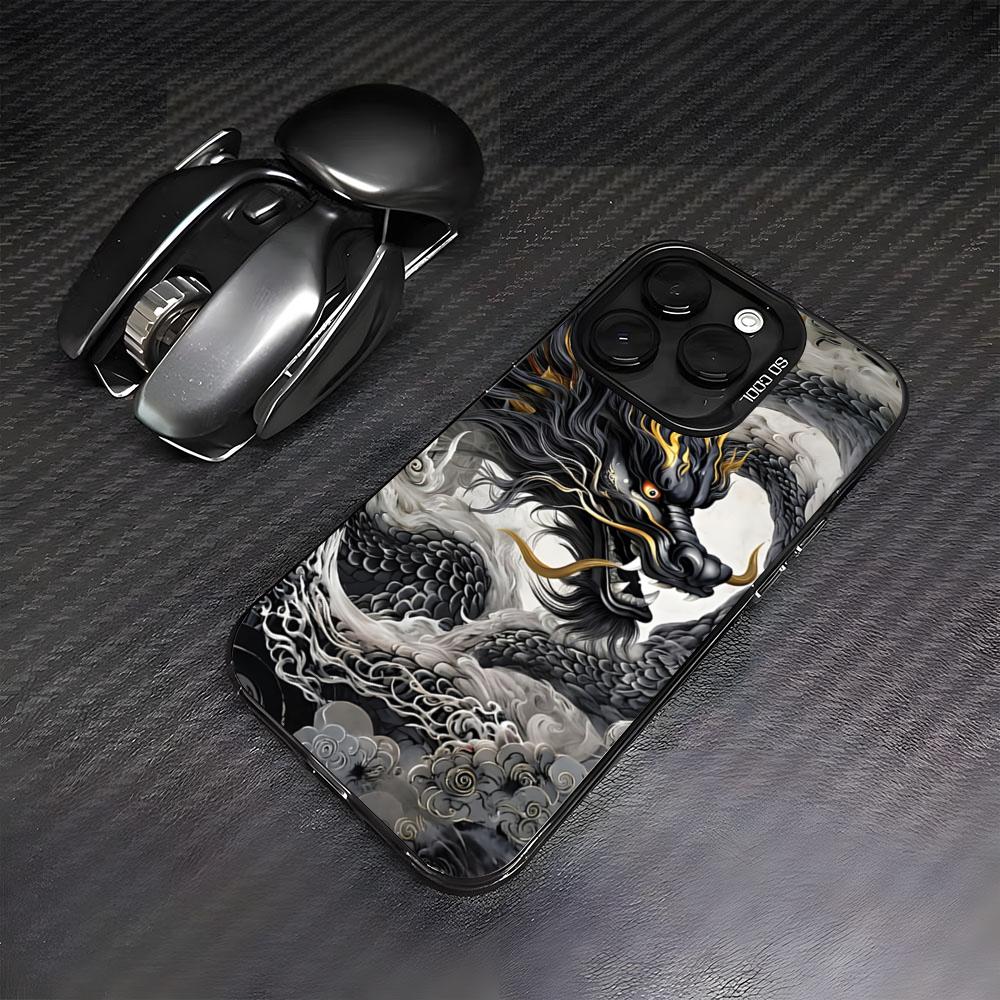 

Art Dragon Phone Case For IPhone17 Air 16 15 14 Plus 13 12 11 Pro 7 8 XS Max XR Silver Black Bumper Case iPhone17ProMax