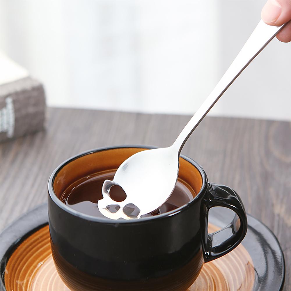 Stainless Steel Skull Coffee Spoon Creative Stirring Tea Spoon Dessert Sugar Spoon for Kitchen Bar Tableware