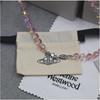 Empress Dowager Crystal Pink Diamond Saturn Necklace Bracelet - Ouyang Nana Celebrity Style