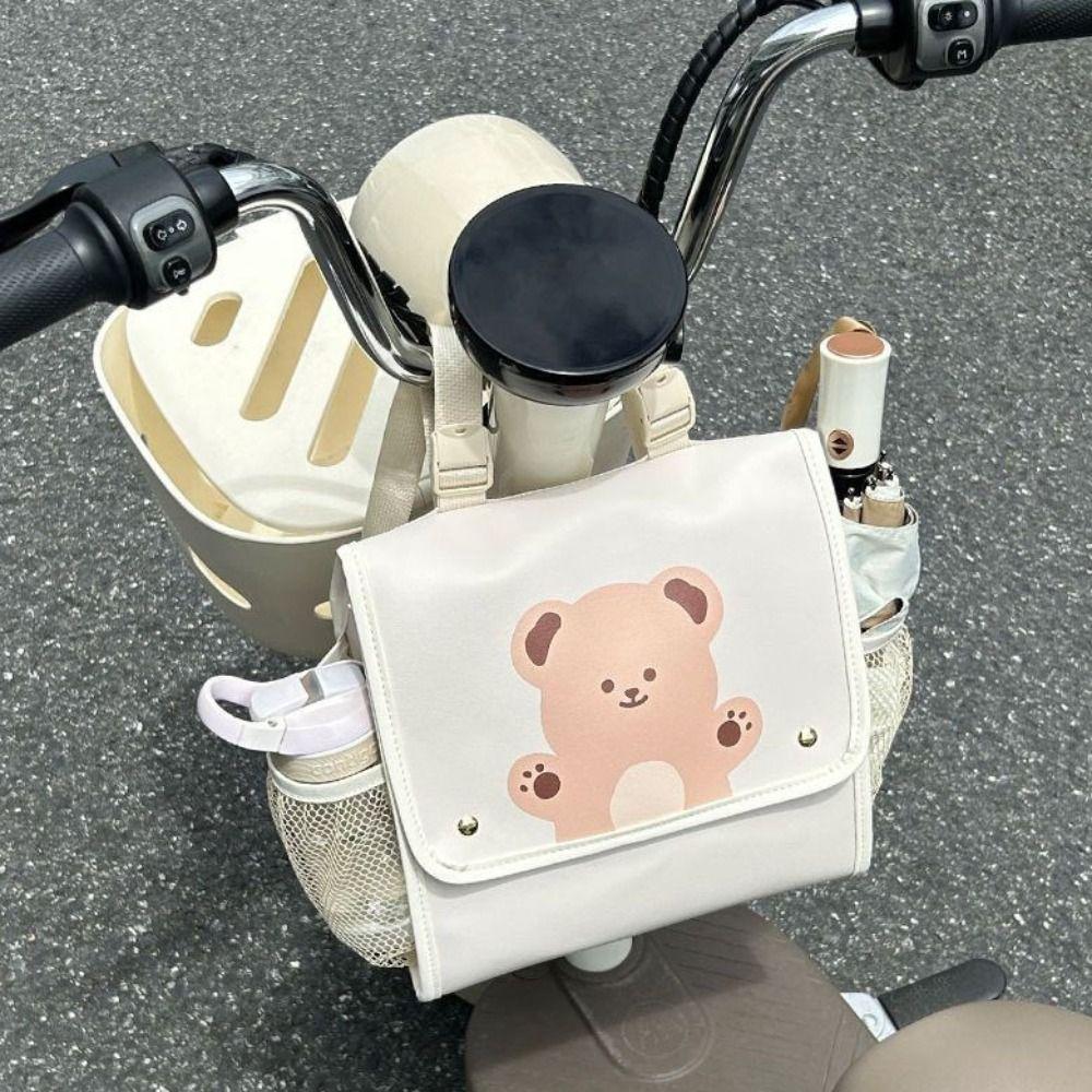 Side Pocket Electric Vehicle Hanging Bag PU Universal Storage Bag Water Cup Hanging