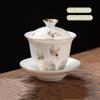 Chinese Handmade Ceramic Gaiwan Teacup Hand-painted White Porcelain Tea Tureen Travel Tea Bowl Household Teaware Accessories