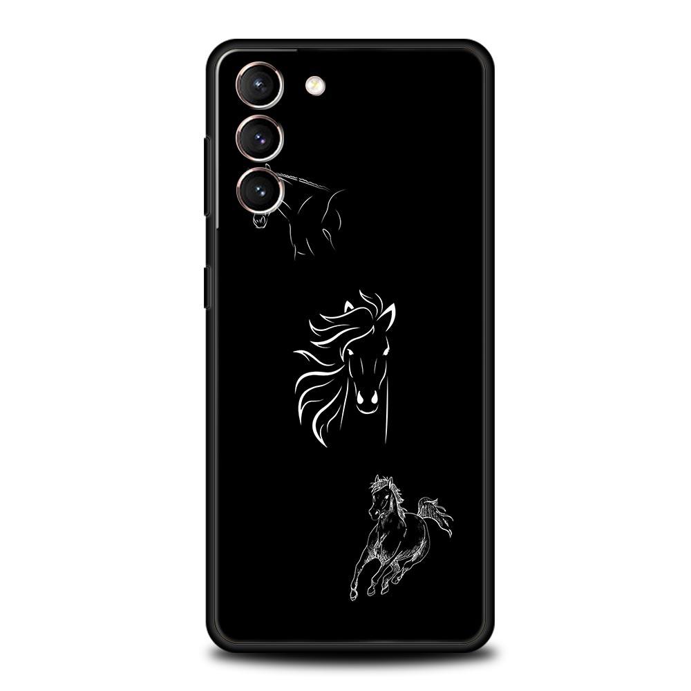 

Animal Art Horse Phone Case For Samsung Galaxy S26 Ultra S25 Plus S24 FE S23 S22 5G S21 S20 Cover Black Soft S22 Plus 5G
