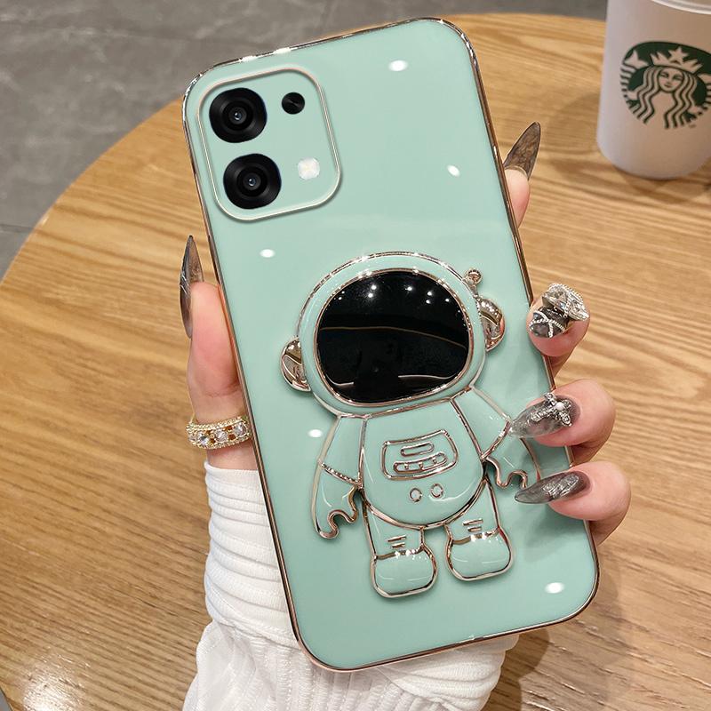 For OPPO A6 Pro Case Shining Astronaut Spaceman Bracket Holder Design soft plating For OPPO A6 Pro Back cover