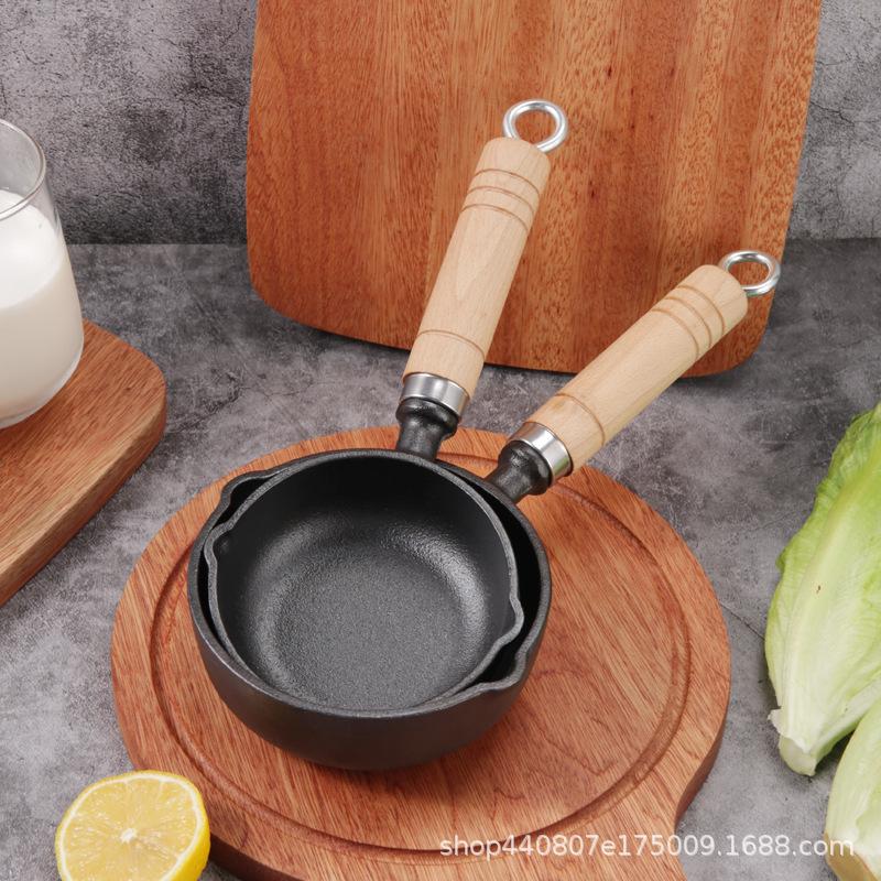 Non-Coated Thick Cast Iron Frying Pan for Eggs - Flat Bottom, Non-stick, Suitable for Induction & Gas Cookers