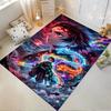 "Anime Warrior with Fiery Dragon Design Non-slip rug suitable for living room and bedroom sofas"