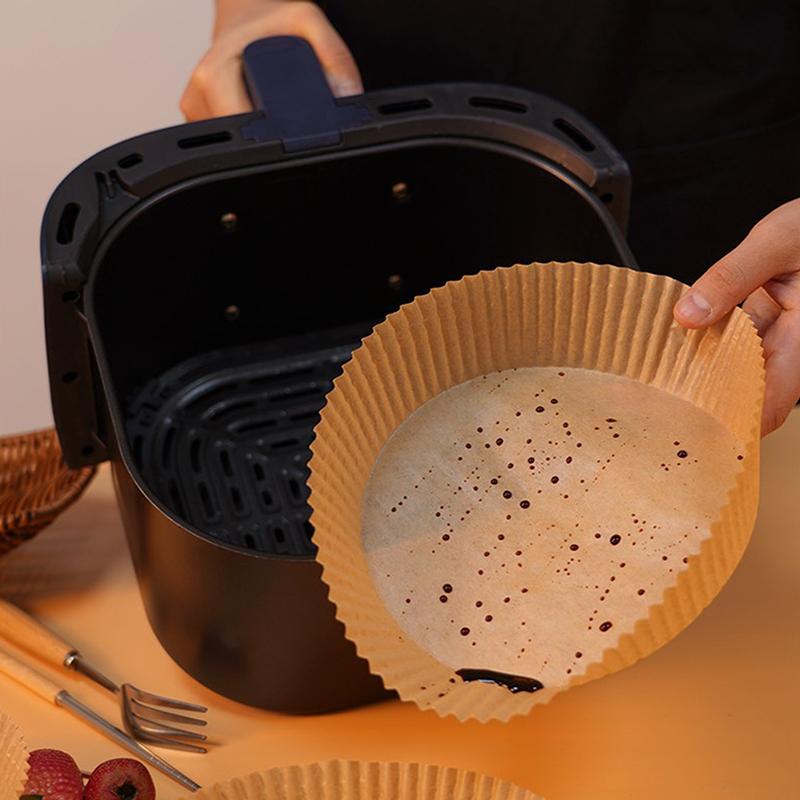 50Pcs Air Fryer Disposable Parchment Paper Liner Oil-Proof Paper Tray Non-Stick Baking Mat Air Fryer Accessories Squareround