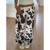 Women's Casual Vacation Wide-leg Pants with Drawstring Design and Full Body Print