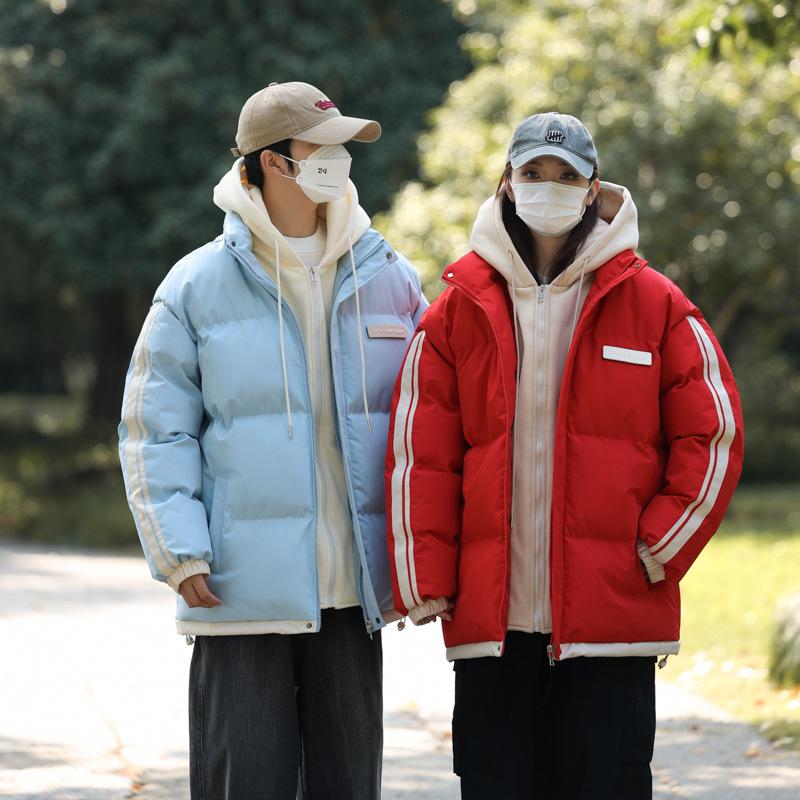 Fake Two-piece Cotton Clothes Men's 2025 Winter New Couple Hooded Cotton-padded Clothes Korean Thermal Jacket Men