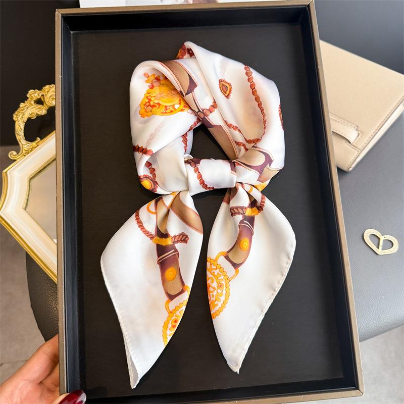 New Decorative Simulation Silk Printing Silk Scarf Square Scarf High-end Shawl Sunscreen Neck Professional Scarf Headscarf Scarf