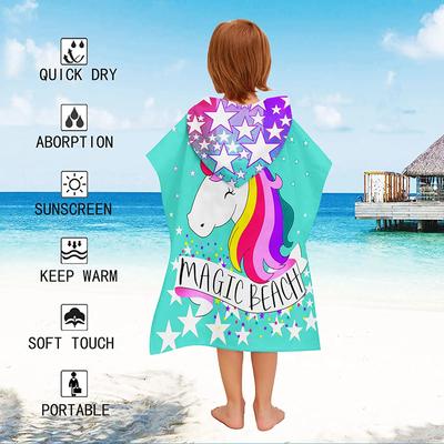 Peignoir Serviette à Capuche pour Enfants en Microfibre à Séchage Rapide Absorbant Plage Peignoir Serviette pour Enfants Coupe-vent de Plage Licorne