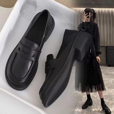 French Thick Heel Platform Loafers Women's Spring and Autumn 2025 New Versatile White British High Heel Small Leather Shoes