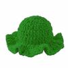 Sweet Ruffled Edge Fisherman Hat Cable Knit Winter Warm Bucket Hat Windproof Knitted Beanie  Women