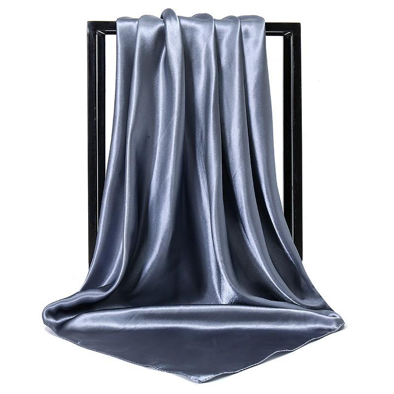 Spring/Summer Pure Colour Imitation Silk Hijab Outdoor Occupational Stewardess Neckerchief Women’s Strip Plain Print Scarf