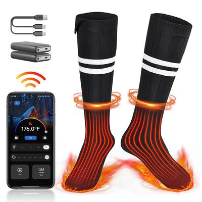 1 Pair Heated Socks Rechargeable APP Remote Control Men Women Electric Socks Washable Winter Outdoor Skiing Hiking Camping Heating Socks