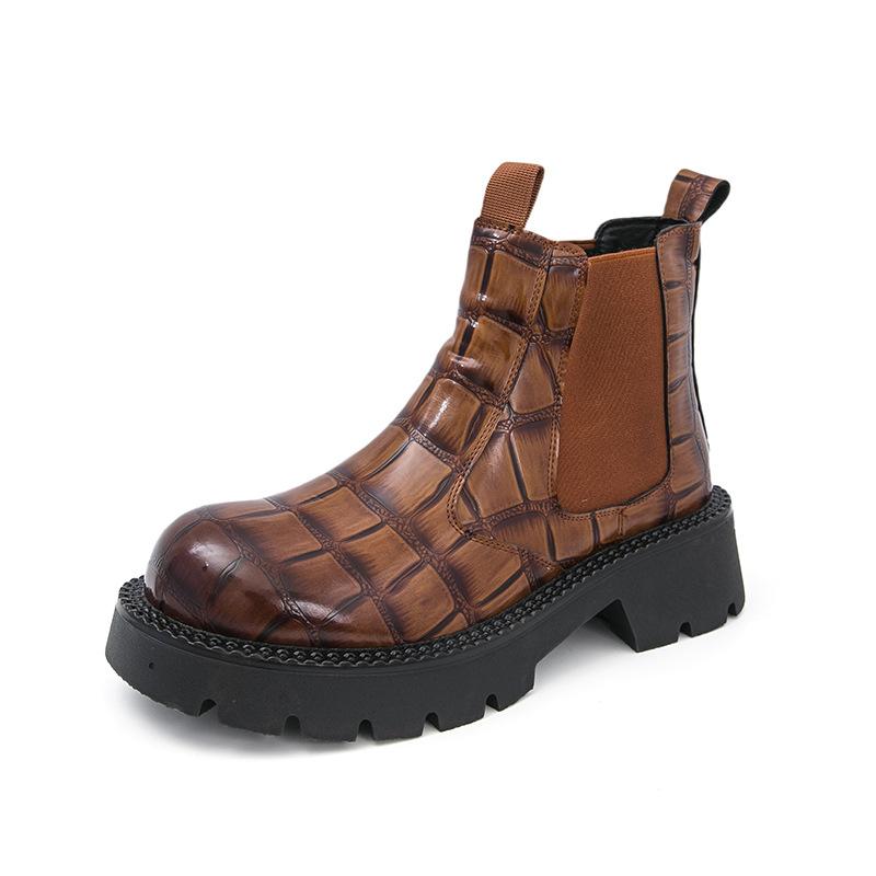 

Martin boots British style high-top locomotive men s boots 2025 autumn and winter new tooling boots foreign trade large size leather boots men 46 коричневый