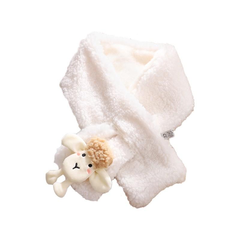 Soft Fleece Knit Scarf Winter Warmth Unisex Cartoon Lamb Print Neck Wrap Stylish Lightweight