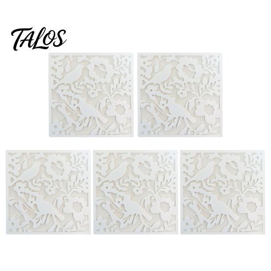 Hollow Carved Screen 5Pcs Hanging Room Divider Panel, Flower Butterfly Bird Wall Screen, Retro Square Decorative Partition Panel for Home Living