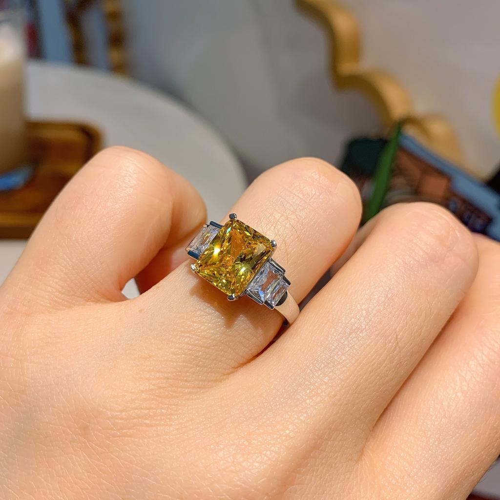 European and American Fashion, Color Treasure Model European and American Popular Simulation Color Treasure Model 8 * 10 Rectangular Ring