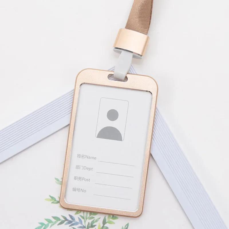 New Metal Alloy Work Name Card Holders Fashion  Business Work Card ID Badge Lanyard Holder Men Women Aluminum ID Business Case