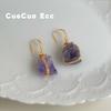 Amethyst natural stone gravel cool feeling new Guochao new Chinese handmade earrings earrings
