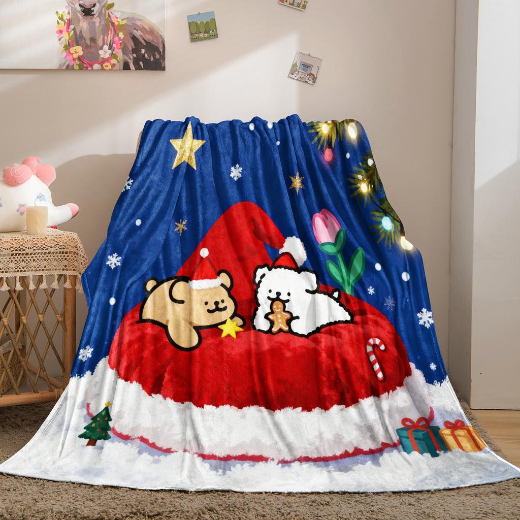 Cute Cartoon Line Puppy Maltese Printed Soft Plush Blanket Warm Blanket for Sofa Bed Suitable for Birthday Girls Christmas Gifts