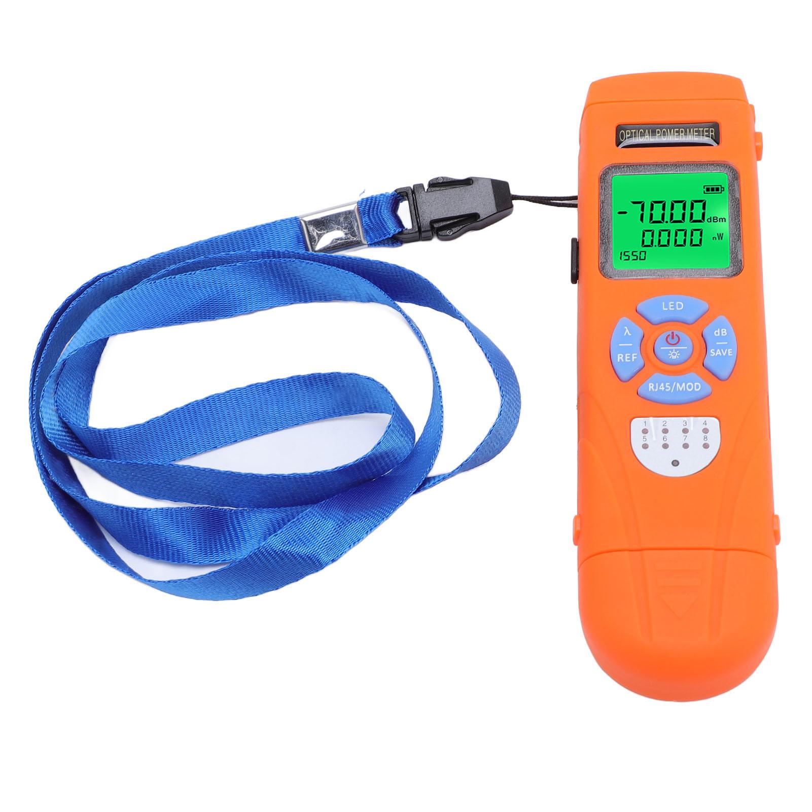 Optische Vermogensmeter 70 +10dBm Nauwkeurig 850 1650nm 10 Golflengtes Oplaadbare Glasvezel Dempingstester met RJ45
