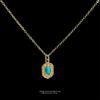 Thick-plated 18K Real Gold Strong Color Retention Synthetic Turquoise Geometric Literary and Retro Commuting Necklace, Collarbone Chain
