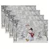 Christmas Cotton Linen Table Mats Kitchen Decor Plaid Printing Heat Resistant Waterproof Dining Utensils Mats