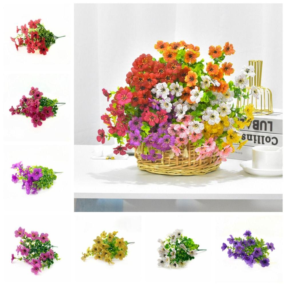 

Handmade Violet Artificial Plant Realistic Artificial Flower 7 Fork Eucalyptus Flower Office