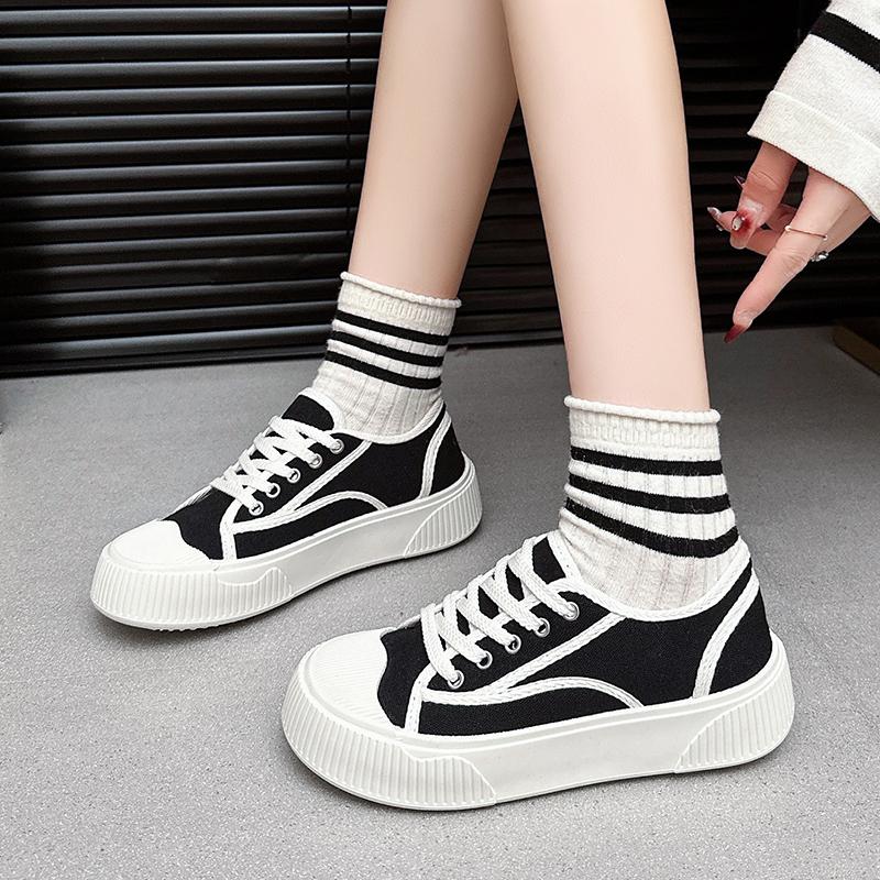 Fashion 2025 New Thick Soled Canvas Shoes for Women New Spring and Autumn Versatile Shoes Casual Sports Shoes Retro Board