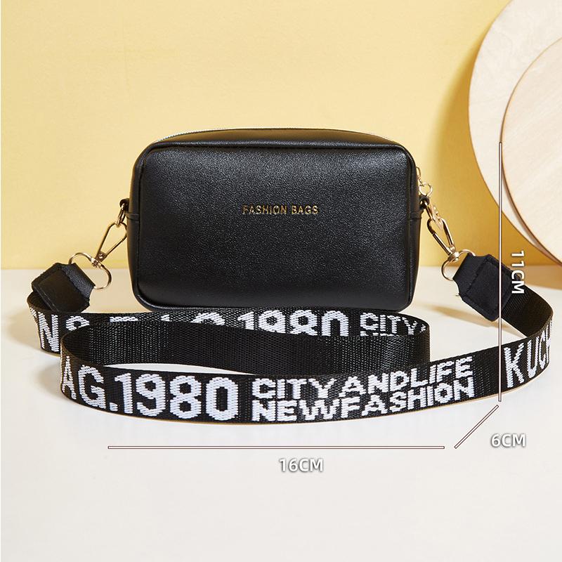 Черно-белая сумка через плечо, прочная нейлоновая сумка через плечо Butterly, сумка через плечо с широким ремнем, повседневная маленькая квадратная сумка для женщин