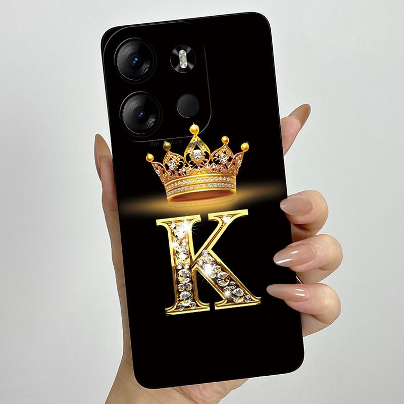 For Tecno Pop 7 Pro Pop7 BF6 BF7 Phone Case Crown Letter Back Cover Soft Liquid Silicone Fundas For Tecno Spark GO 2023 Bumper