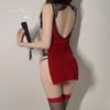 Women's Vintage Mandarin Collar Frog Button Qipao Role Play Costume Lingerie Set