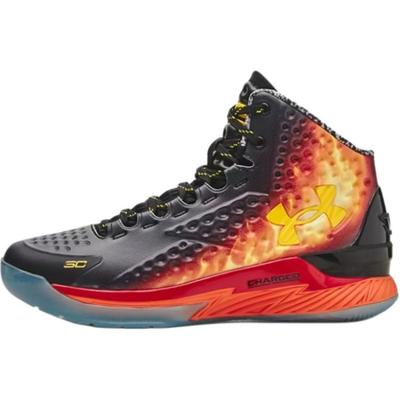 Curry 1 Retro Curry Jam Cushioned High Top Basketball Shoes Grade School Black 3028139-001