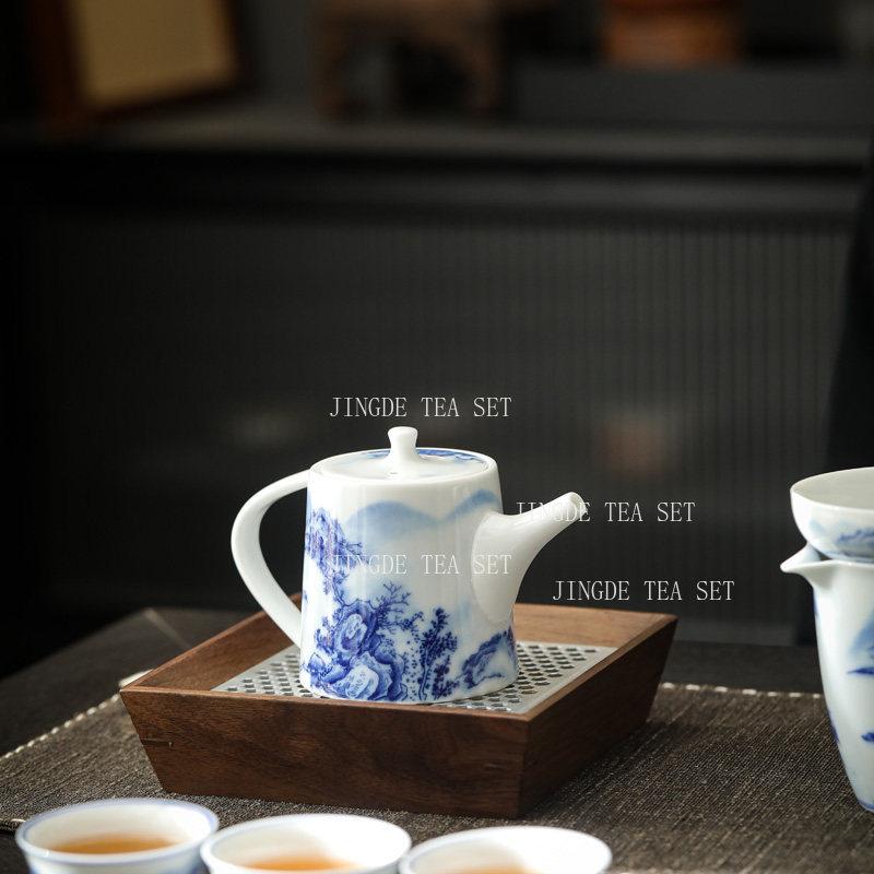 Blue and White Landscape Teapot Ceramic Underglaze Colored Teapot Kungfu Tea Set Small Capacity Teapot Tea Ceremony Accessories