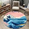 Serene Round Ocean Multicolor Area Rug, Non-Slip Floor Mat for Kitchen