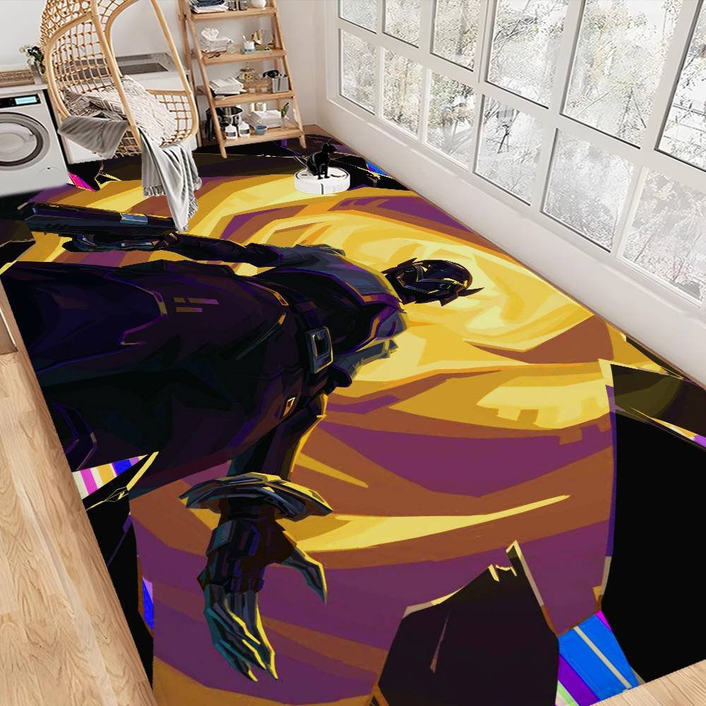 Game V-Valorant Hallway Carpet Washable Non-Slip Living Room Sofa Chairs Area Mat Kitchen Doormat Area Rug