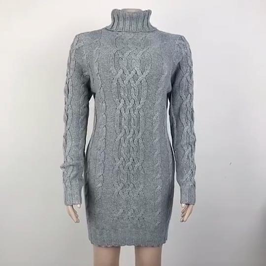 Autumn Winter Woman Long Sweaters with Throat Female Sweater Dress Sexy Skinny Mini Knitted Dresses Women's Turtleneck Oversize